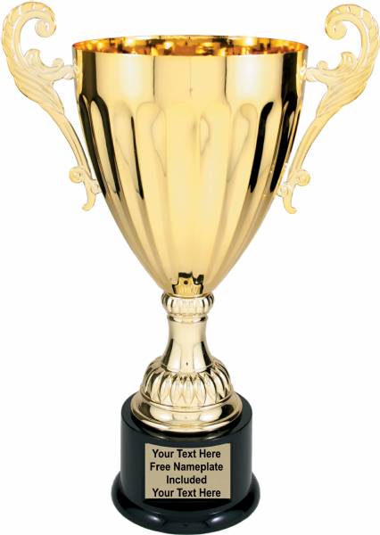 Gold Metal Cup Trophy on Plastic Base, 14 ½"