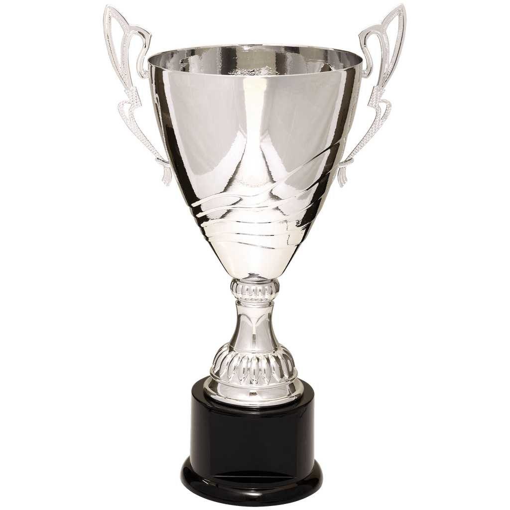Silver 16 3/4" Completed Metal Cup Trophy on Plastic Base