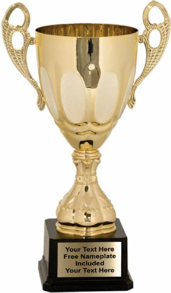 Gold Metal Cup Trophy on Plastic Base, 13"