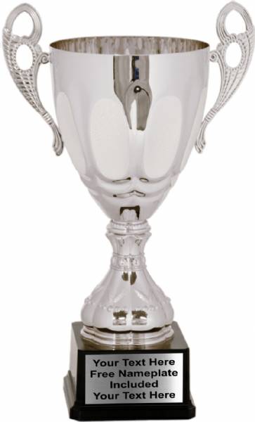Silver Metal Cup Trophy on Plastic Base, 15 ¾"