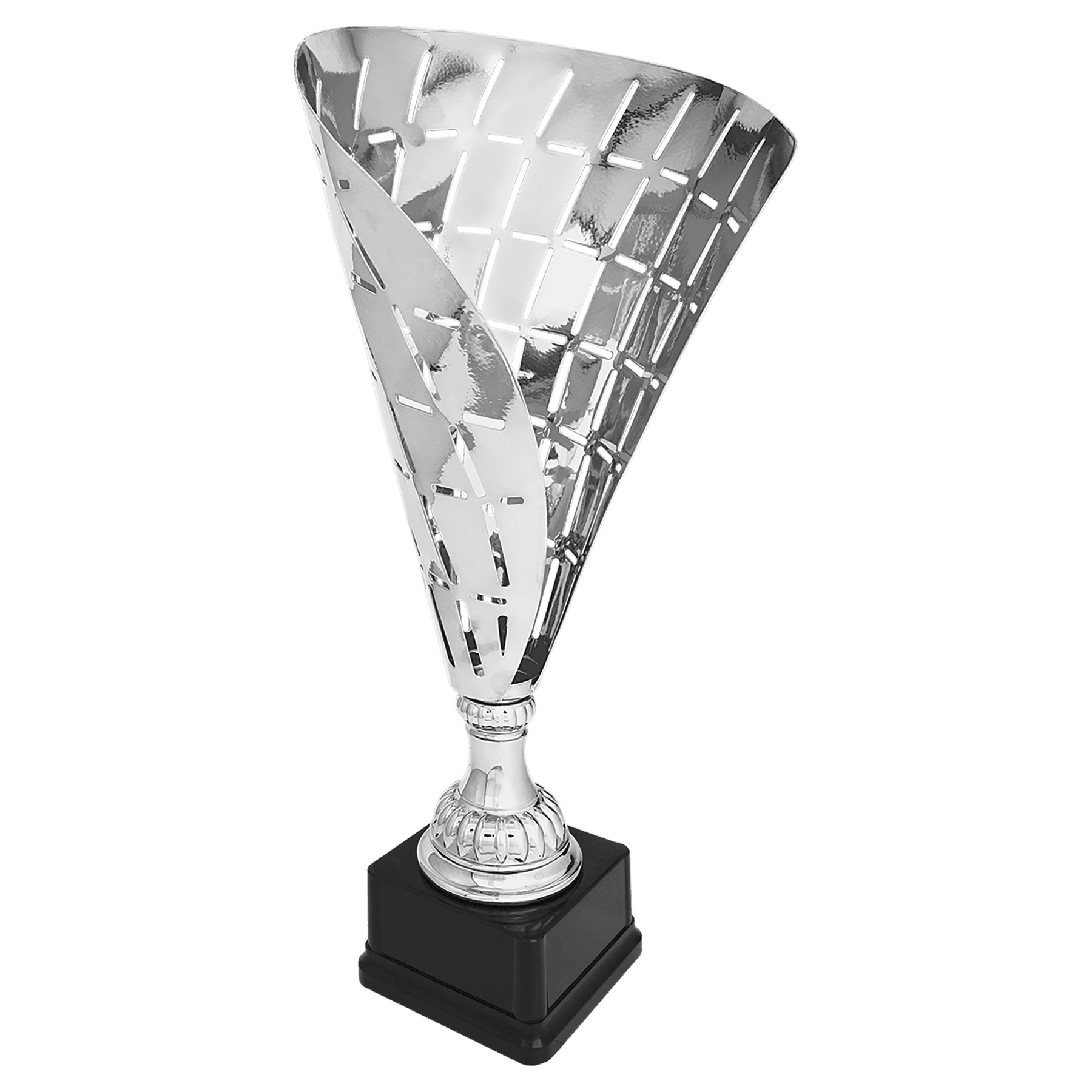 Silver 19 1/2" Metal Flag Cup on Plastic Base