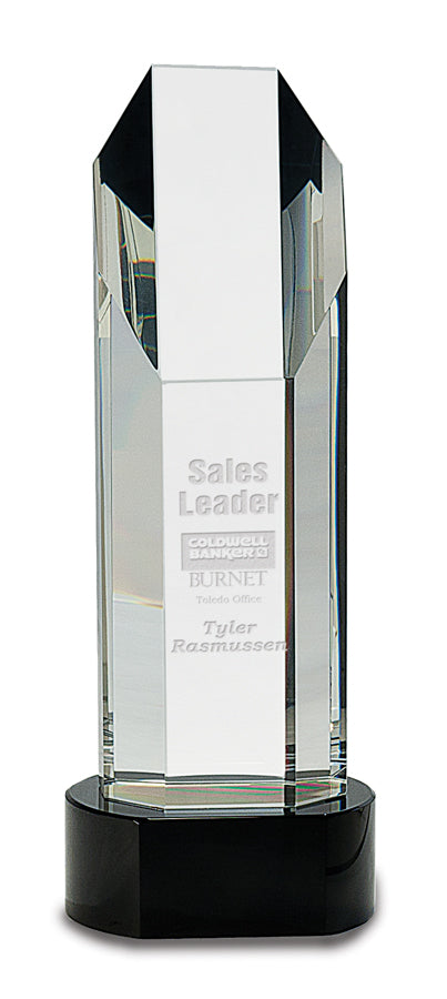 Octagon Slant Top Crystal on Black Pedestal Base