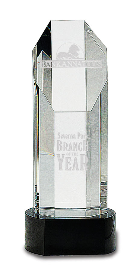 Octagon Slant Top Crystal on Black Pedestal Base