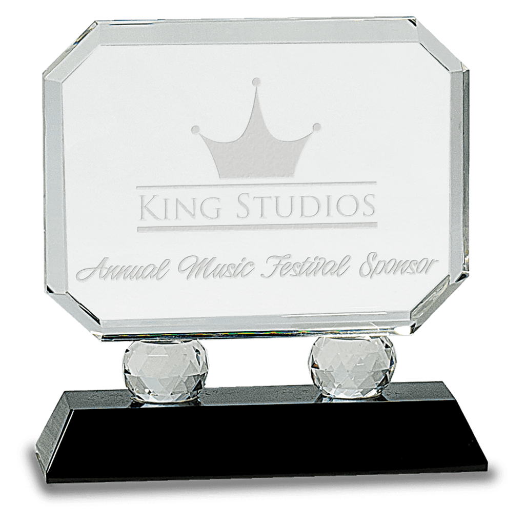 Black 6" Rectangle Crystal on Pedestal Base