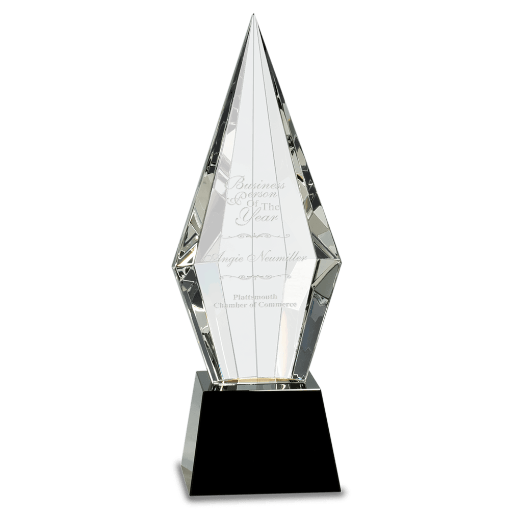 Black 11" Obelisk Facet Crystal on Pedestal Base