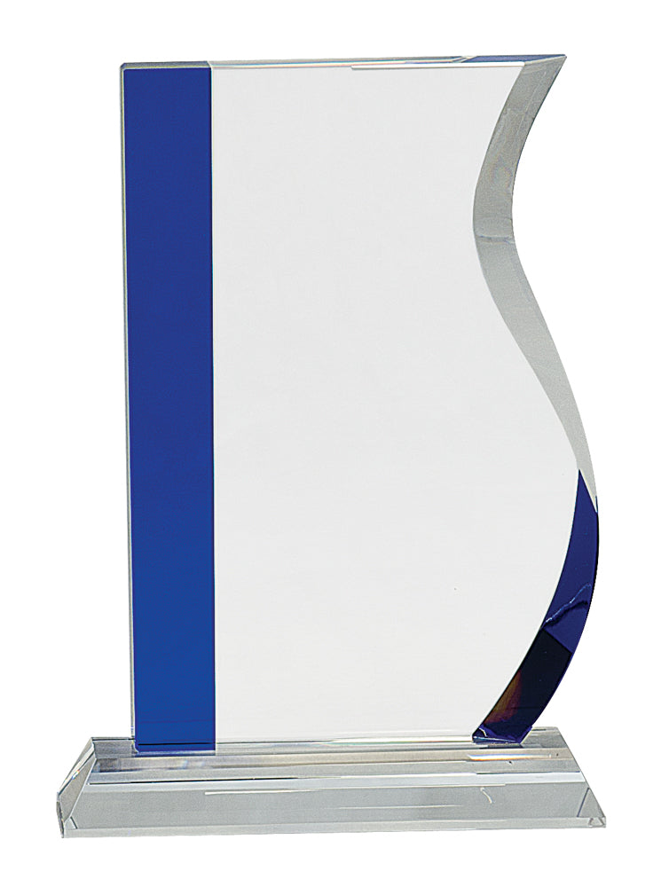 Blue Edge Crystal Wave on Clear Base, Medium