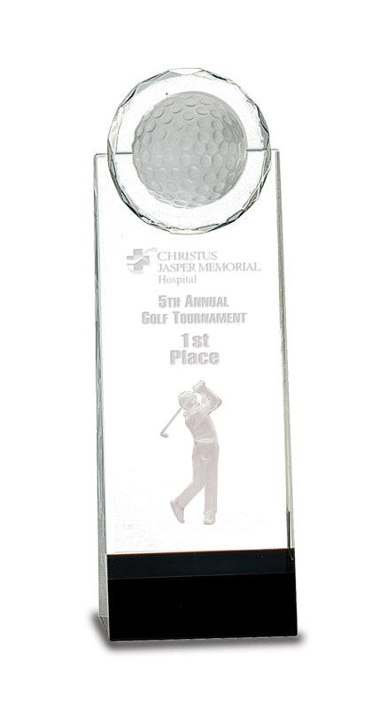 9.5" Crystal Golf With 3D Engraving, Male