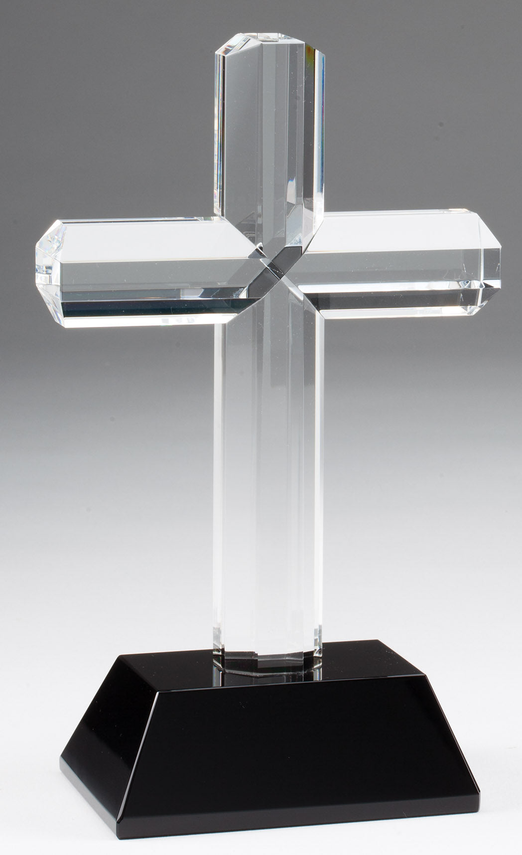 Clear Crystal Cross on Black Crystal Base