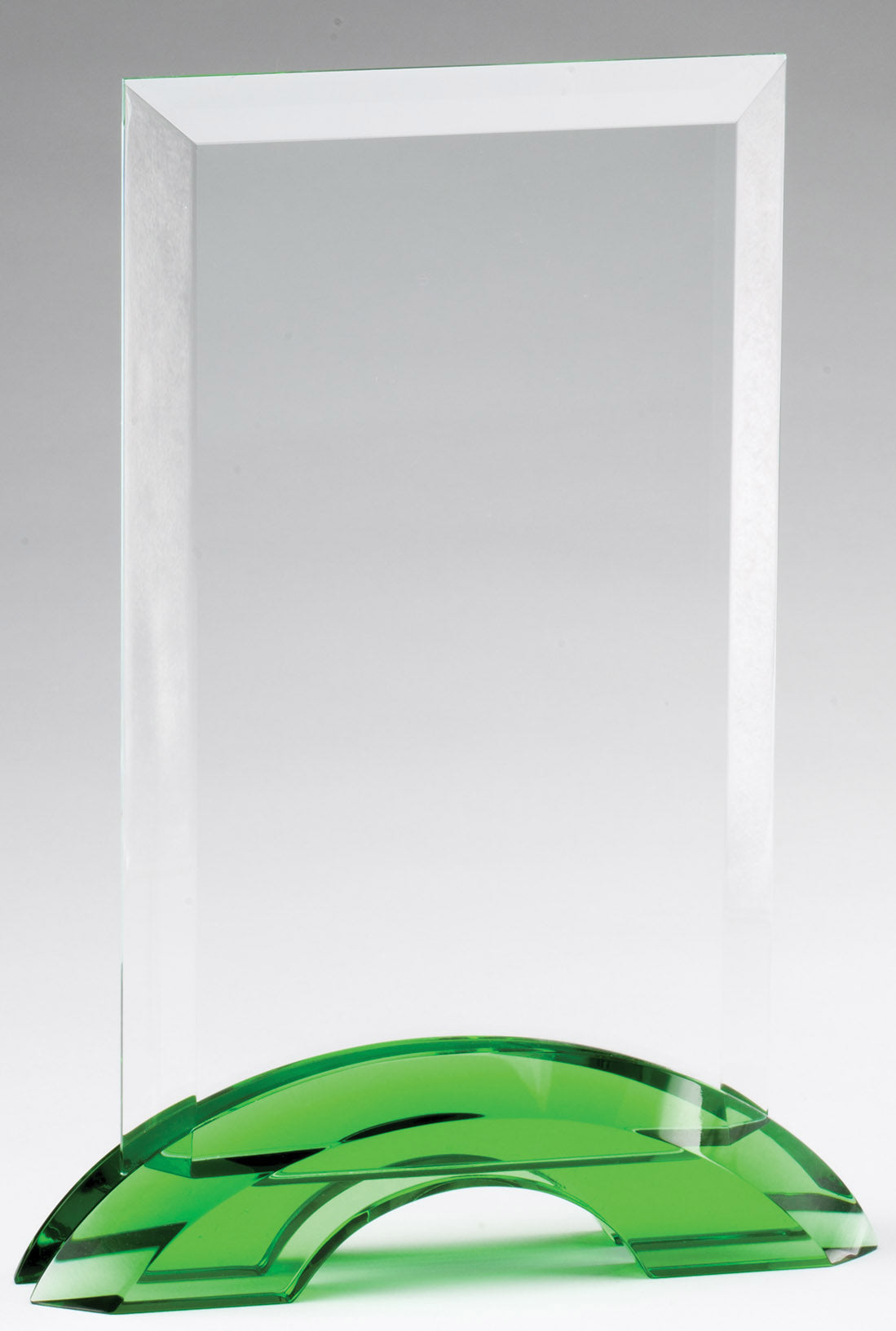 Emerald Green Double Arc Rectangle Glass Award, Large