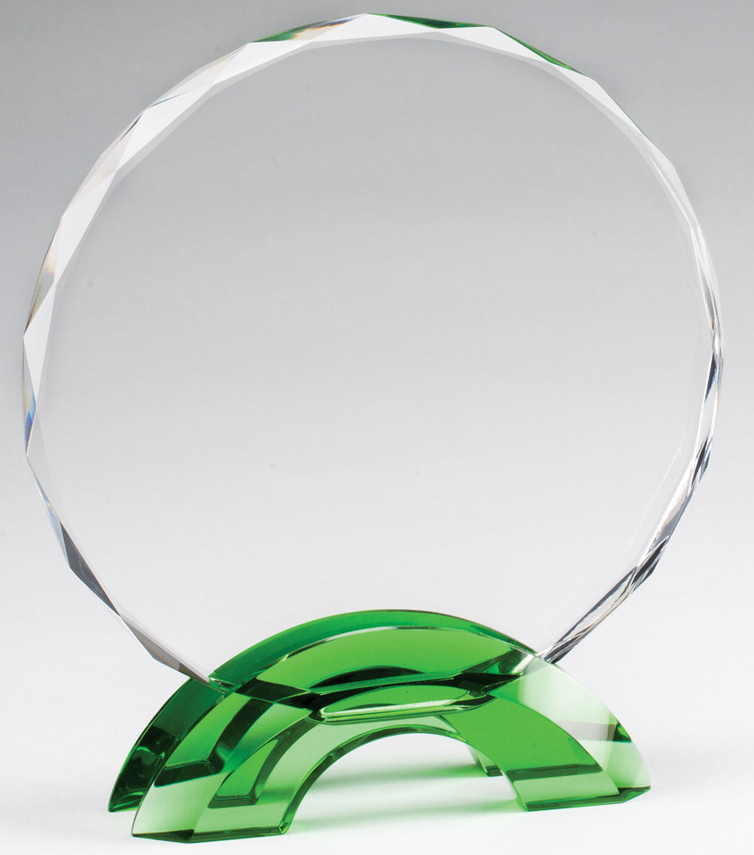 Emerald Green Double Arc Round Glass Award, Small