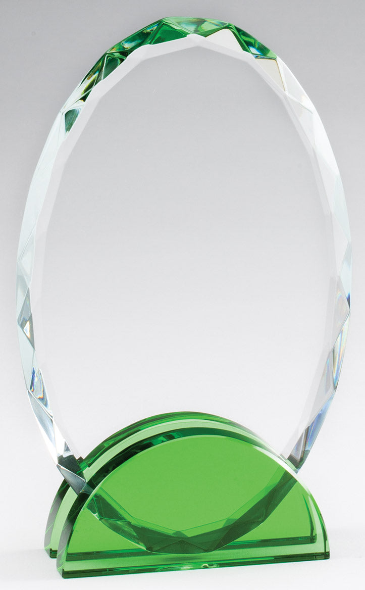 Emerald Green Double Arc Oval Glass Award, Small