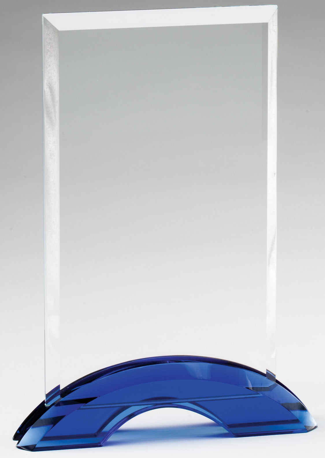 Cobalt Blue Double Arc Rectangle Glass Award, Large