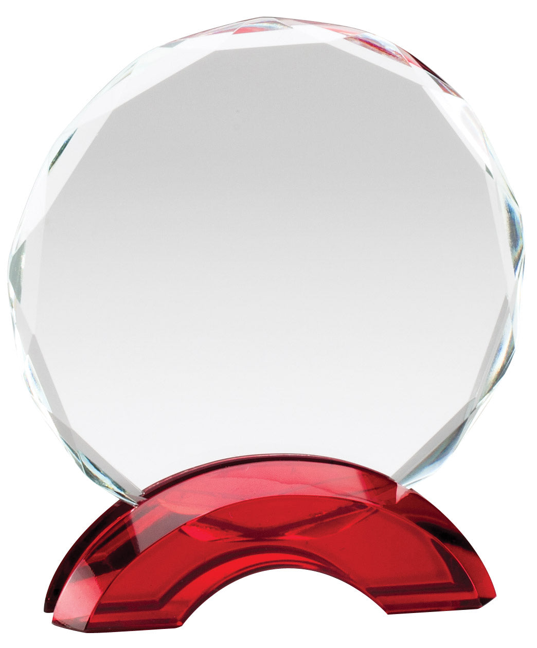 Ruby Red Double Arc Round Glass Award, Small