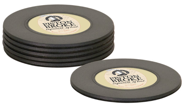 6 Pc Matte Black Plastic Coaster Set