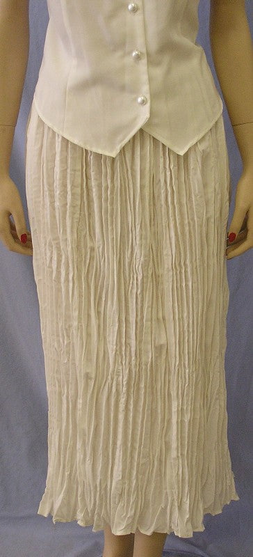 Heart Neck Short Sleeve Bridal Blouse and Broomstick Skirt Set, Ivory
