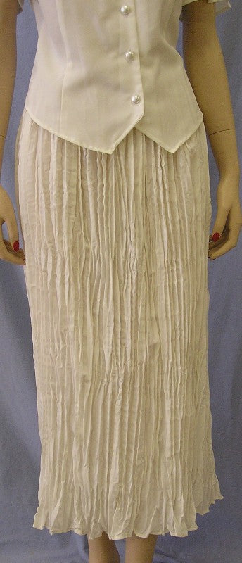 Heart Neck Short Sleeve Bridal Blouse and Broomstick Skirt Set, Ivory
