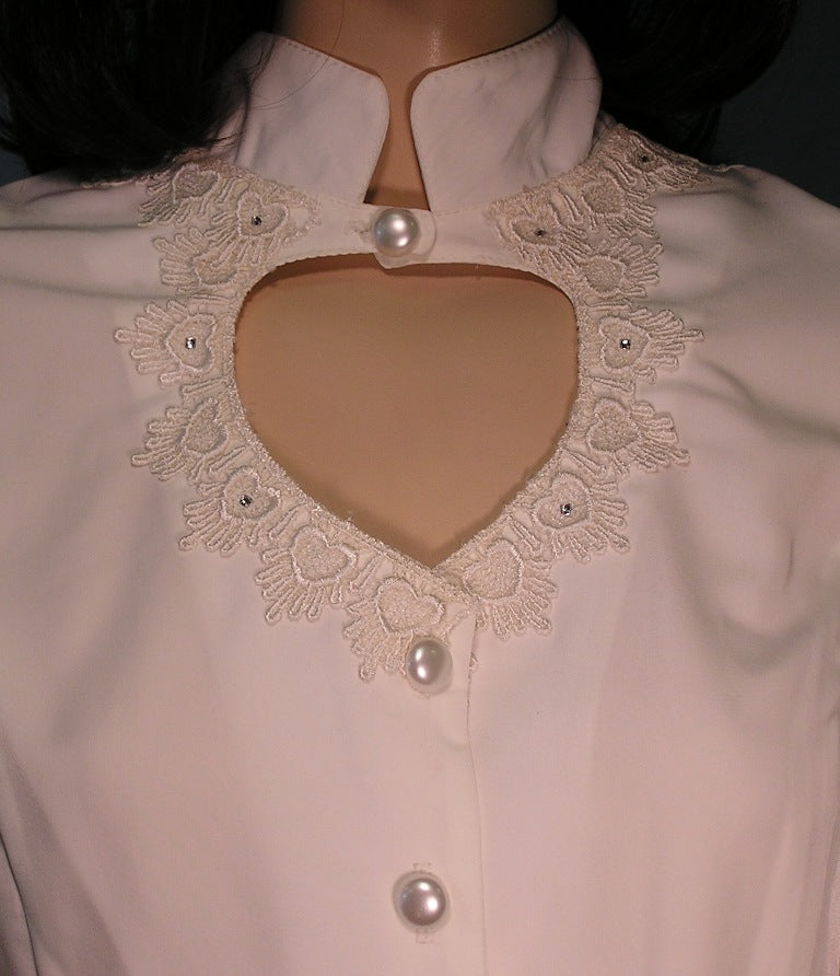 Heart Neck Short Sleeve Bridal Blouse and Flared Skirt Set