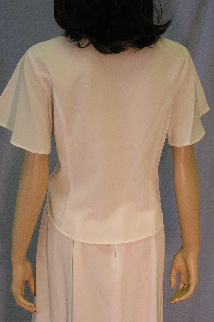Heart Neck Short Sleeve Bridal Blouse and Flared Skirt Set