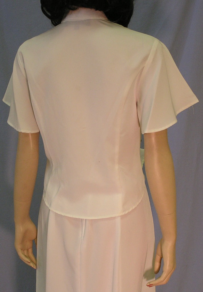 Heart Neck Short Sleeve Bridal Blouse and Flared Skirt Set