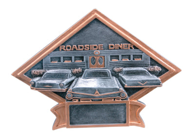 50's Theme Diamond Plate Car Show Resin Award, 6"