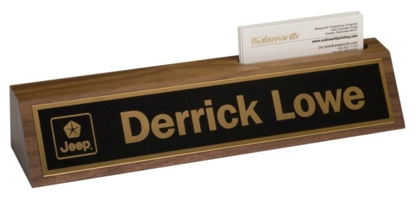 10" Genuine Walnut Desk Wedge with Business Card Holder