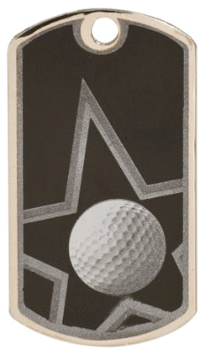 2 inch Black-Silver Golf Star Dog Tag