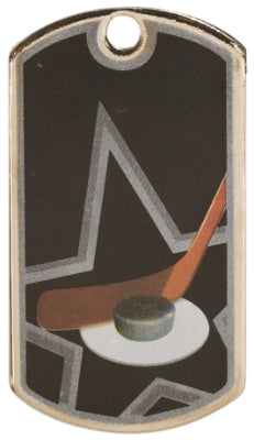 2 inch Black-Silver Hockey Star Dog Tag