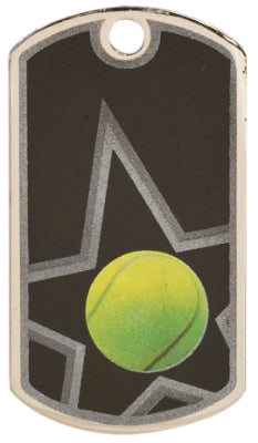 2 inch Black-Silver Tennis Star Dog Tag