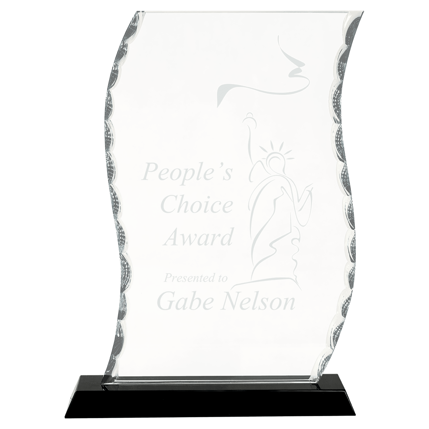 9 1/2" Scroll Facet Glass on Black Base
