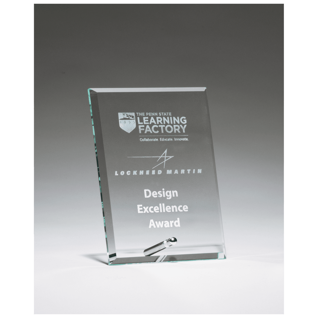 Clear Glass Award with Silver 4" x 6" Plated Easel Post