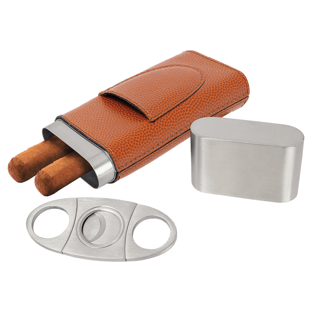 Basketball Laserable Leatherette Cigar Case with Cutter