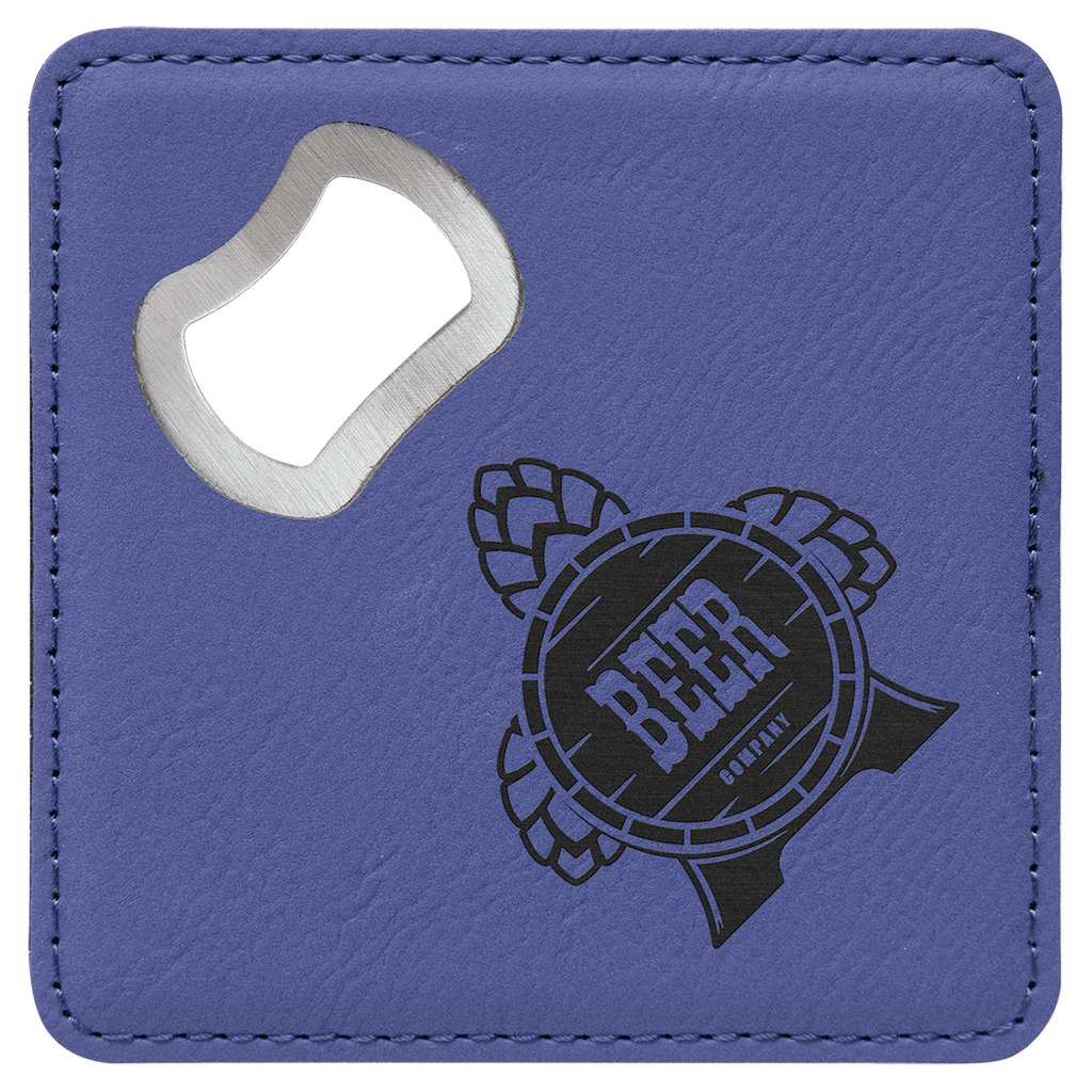 Purple 3 4" x 4" Square Laserable Leatherette 6-Coaster Set
