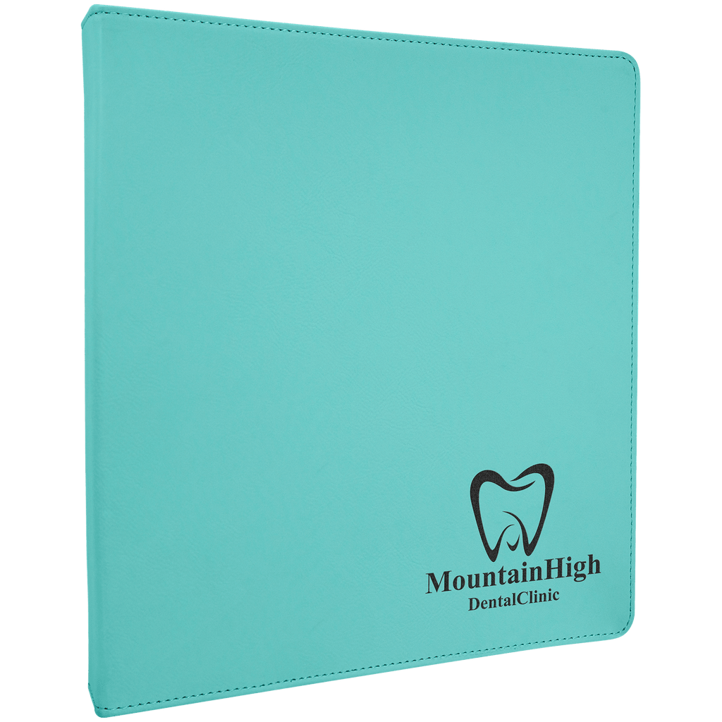 Teal 10 1/2" x 11 1/2" Laserable Leatherette 3 Ring Binder with 1" Slant D Rings