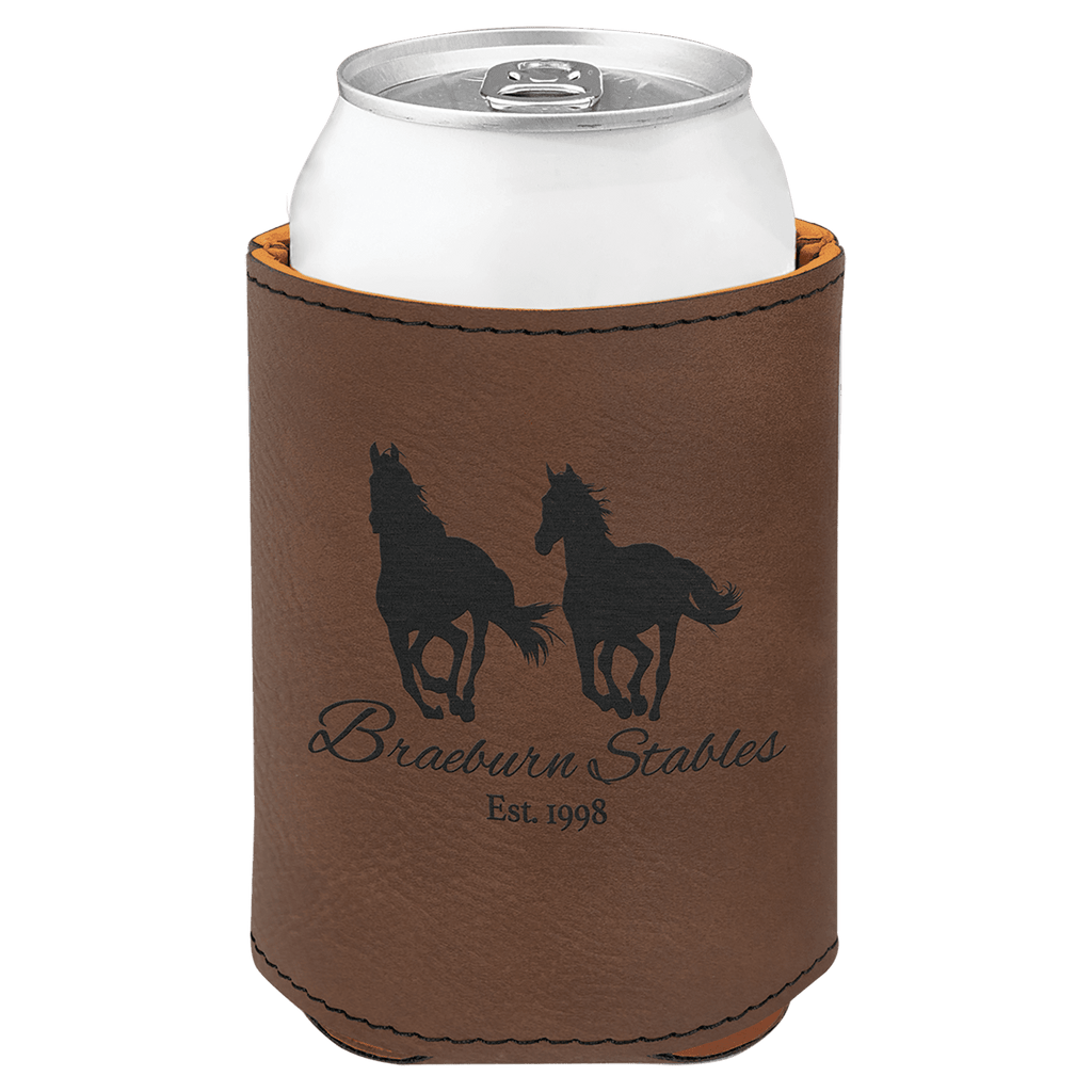 Dark Brown 3 3/4" Laserable Leatherette Beverage Holder