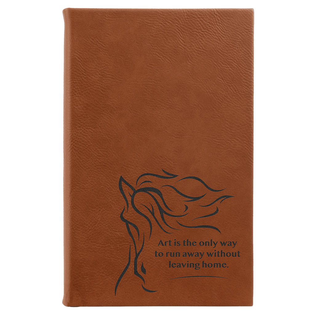 Rawhide 5 1/4" x 8 1/4" Laserable Leatherette Sketch Book with Unlined Notepad