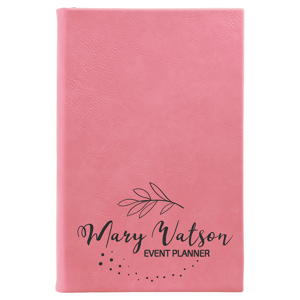 Pink 5 1/4" x 8 1/4" Laserable Leatherette Sketch Book with Unlined Notepad