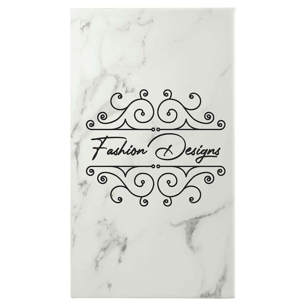 White Marble 5 1/4" x 8 1/4" Laserable Leatherette Sketch Book with Unlined Notepad