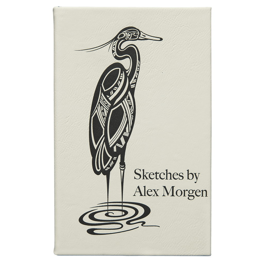 White 5 1/4" x 8 1/4" Laserable Leatherette Sketch Book with Unlined Notepad