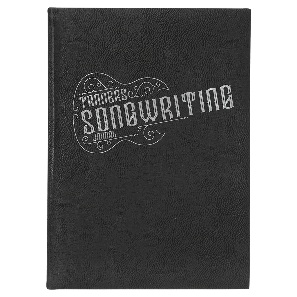 Black/Silver 7" x 9 3/4" Laserable Leatherette Journal with Lined Notepad