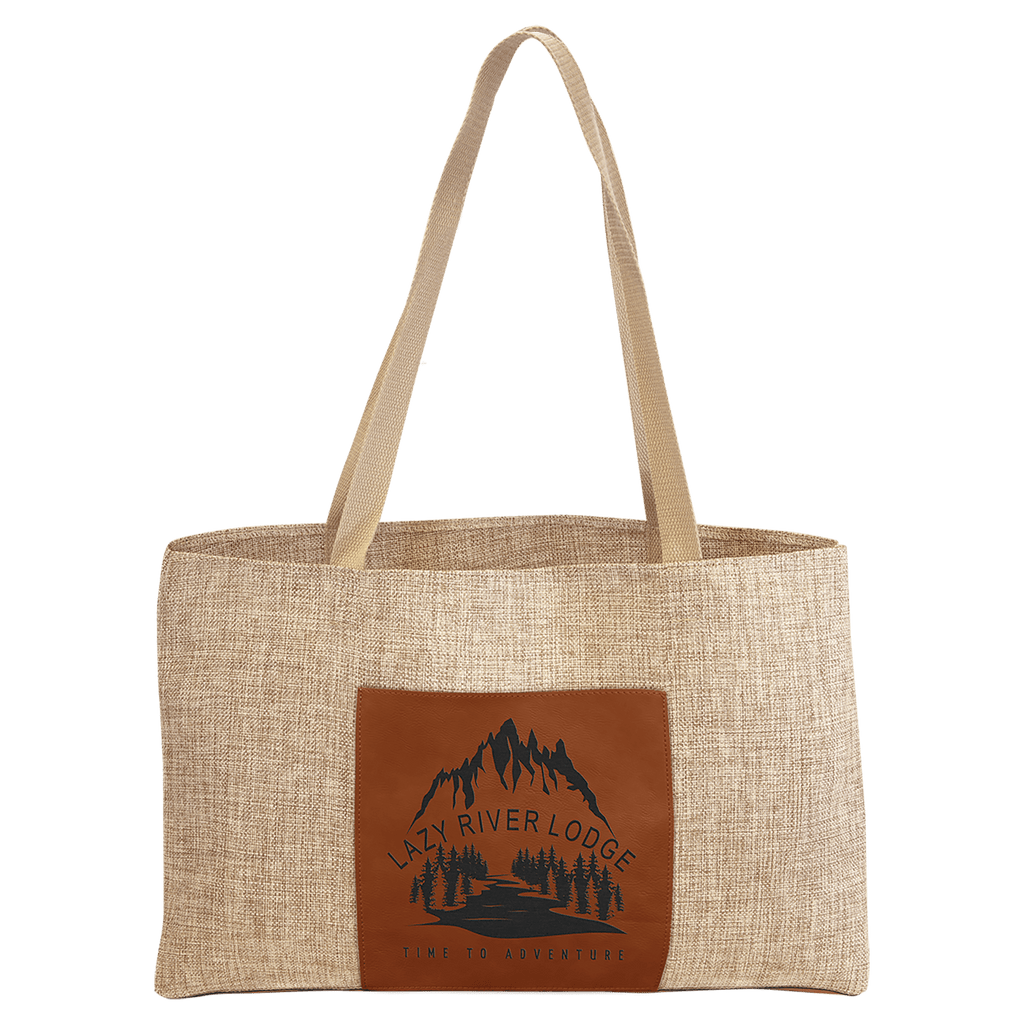 Rawhide 19" x 12" Burlap Bag with 5" Laserable Leatherette Gusset