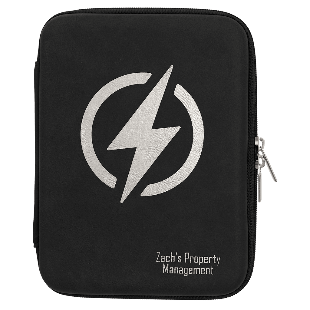 Black/Silver 8 1/2" x 6" x 1 3/4" Leatherette Cord Case