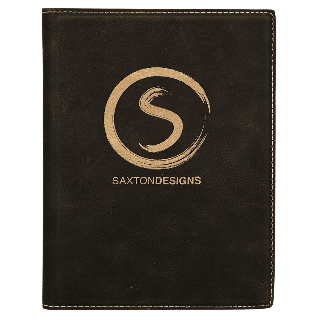 Black/Gold 7" x 9" Laserable Leatherette Small Portfolio with Notepad