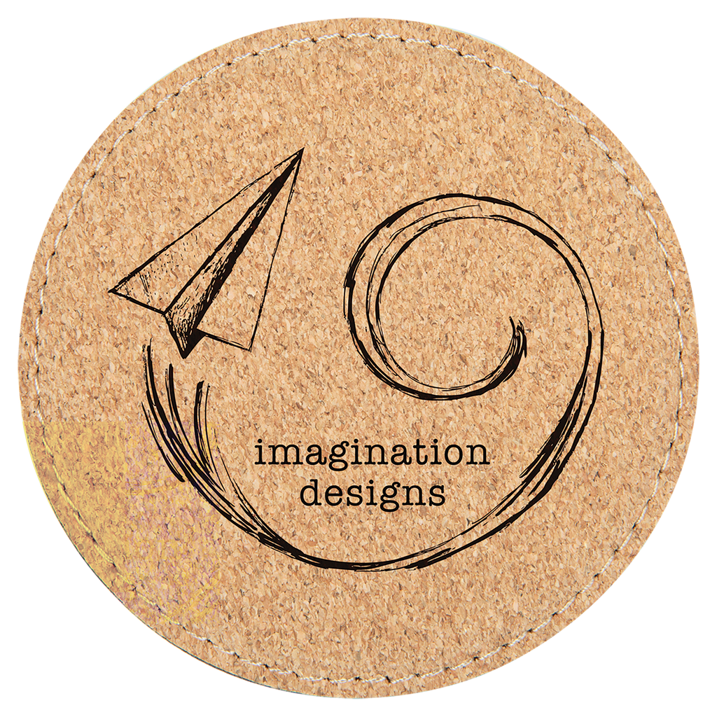 Cork 4" Round Laserable Leatherette 6-Coaster Set
