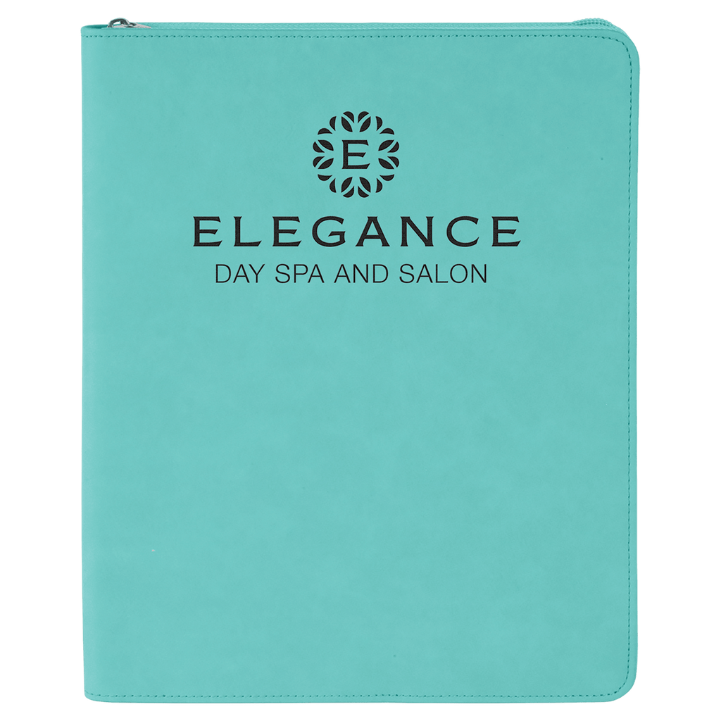 Teal 9 1/2" x 12" w/ Zipper Laserable Leatherette Portfolio with Notepad