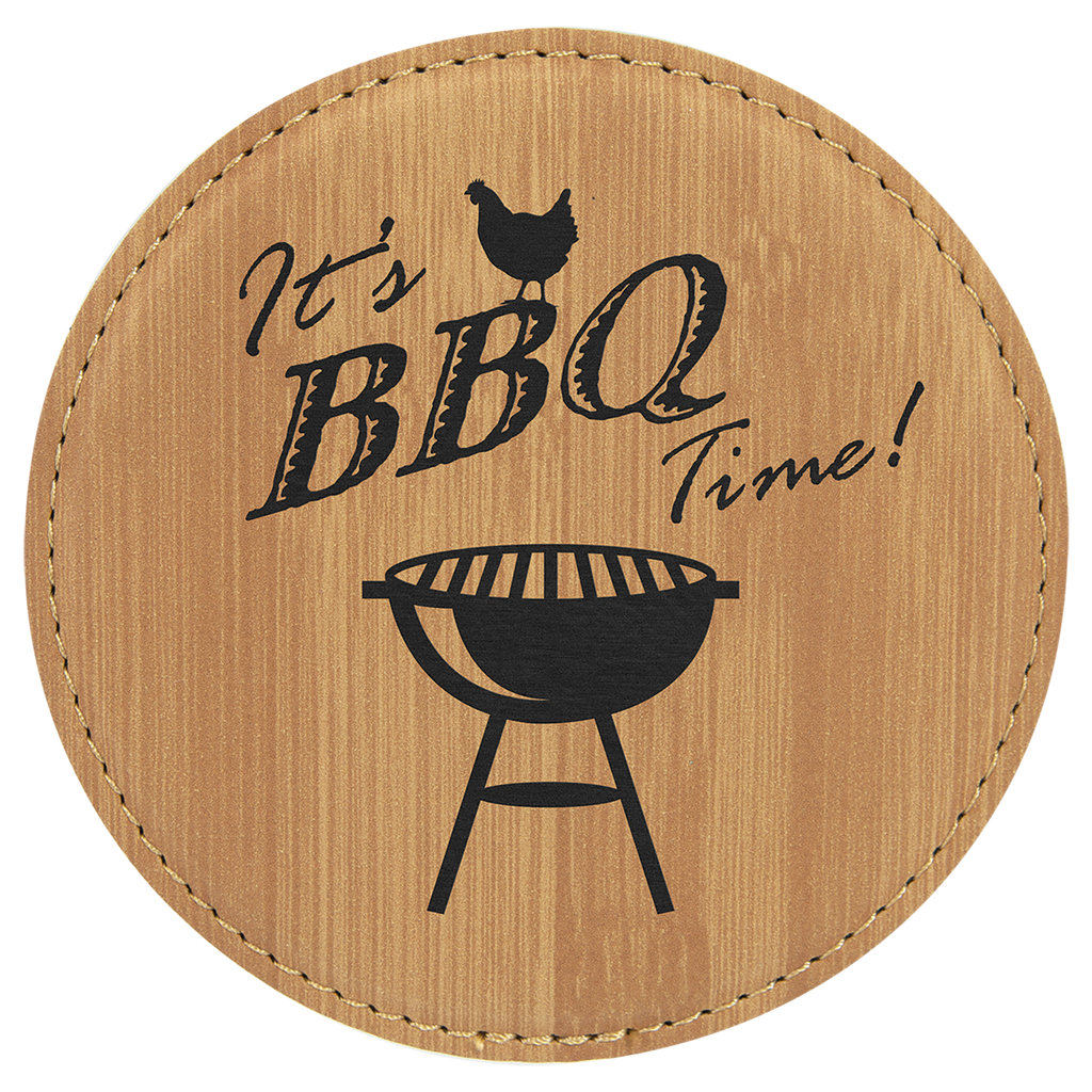Bamboo 4" Round Laserable Leatherette 6-Coaster Set