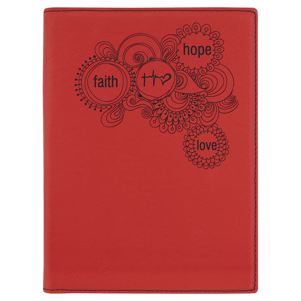 Red 7" x 9" Laserable Leatherette Small Portfolio with Notepad