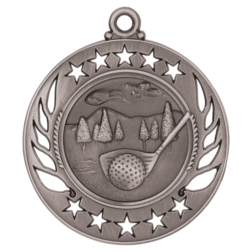 Antique Silver 2 1/4" Golf Galaxy Medal