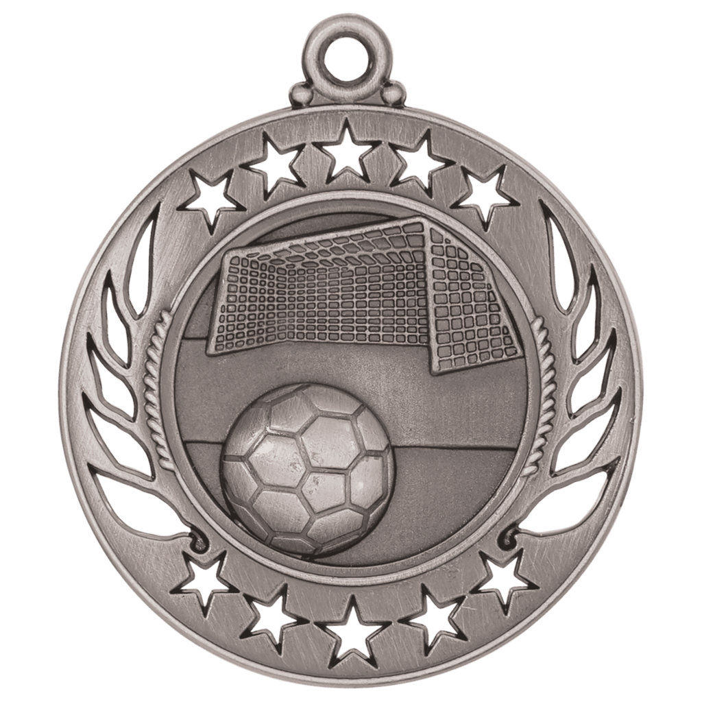 Antique Silver 2 1/4" Soccer Galaxy Medal