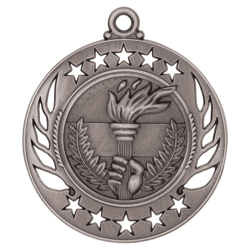 Antique Silver 2 1/4" Torch Galaxy Medal