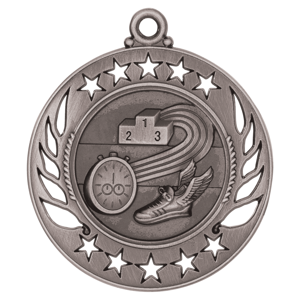 Antique Silver 2 1/4" Track Galaxy Medal